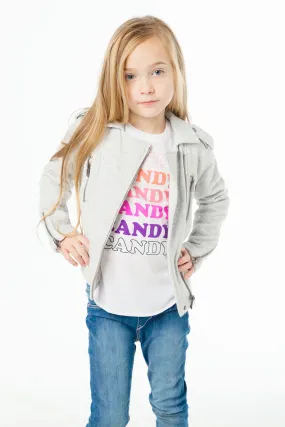 CHASER KIDS - Girls Cotton Fleece Moto Jacket W/ Zippers Heather Grey