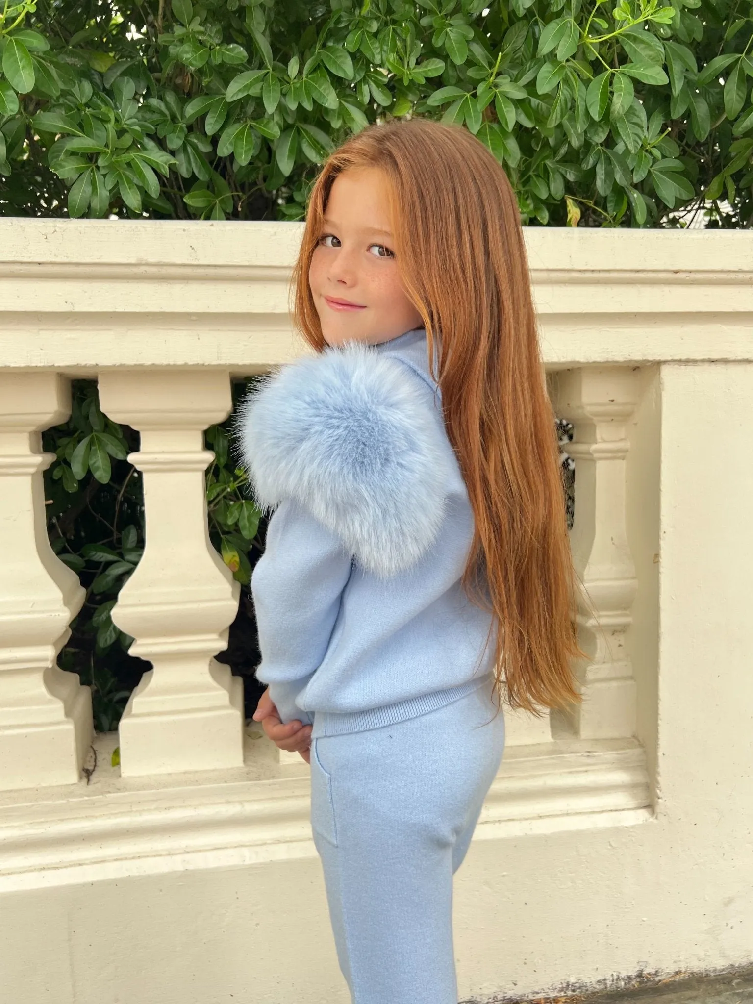 Childrens Baby Blue Premium Faux Fur Tracksuit