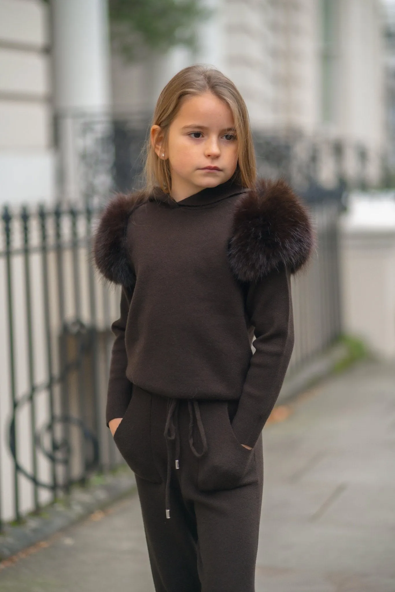 Childrens Chocolate Premium Faux Fur Tracksuit