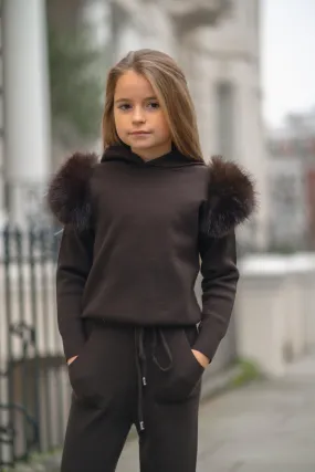 Childrens Chocolate Premium Faux Fur Tracksuit