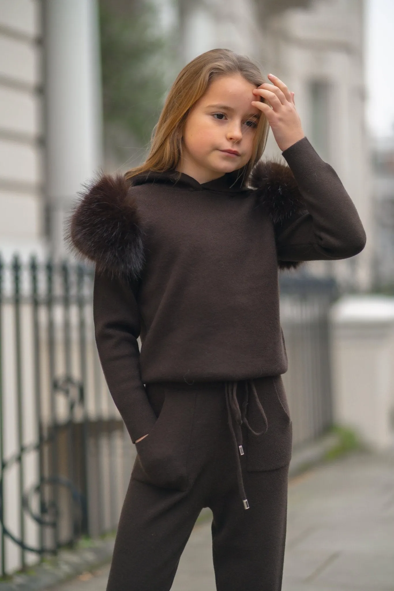 Childrens Chocolate Premium Faux Fur Tracksuit