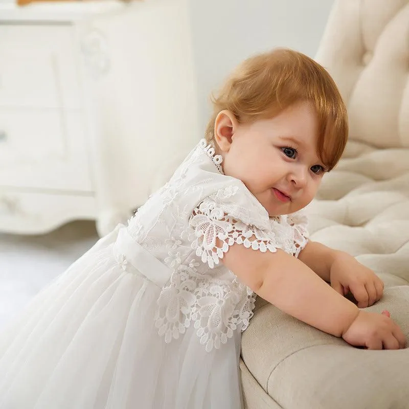 Children's Dress Sweet Lace White Dreamy Lace Collar Girls' Princess Dress Gorgeous Baby's First Birthday Party Evening Dress