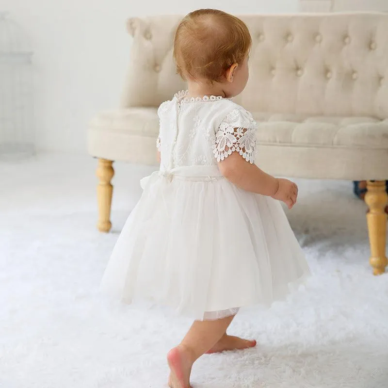 Children's Dress Sweet Lace White Dreamy Lace Collar Girls' Princess Dress Gorgeous Baby's First Birthday Party Evening Dress