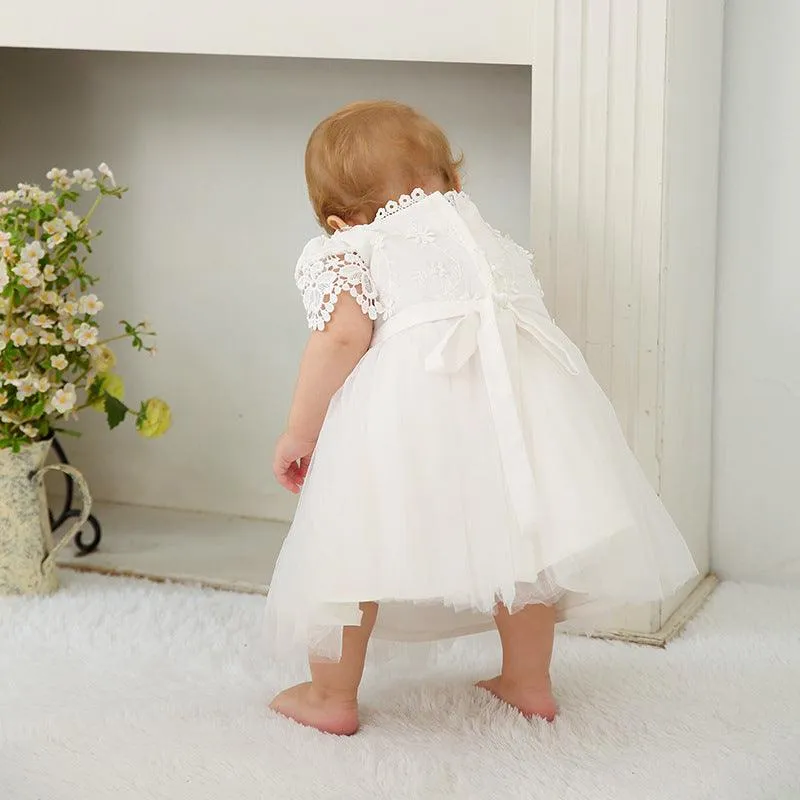 Children's Dress Sweet Lace White Dreamy Lace Collar Girls' Princess Dress Gorgeous Baby's First Birthday Party Evening Dress