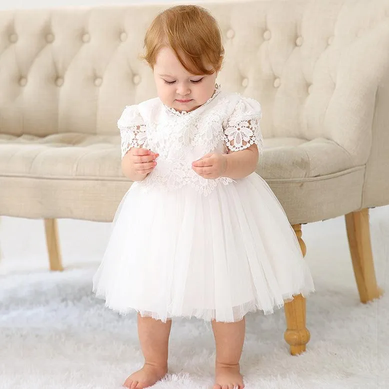 Children's Dress Sweet Lace White Dreamy Lace Collar Girls' Princess Dress Gorgeous Baby's First Birthday Party Evening Dress