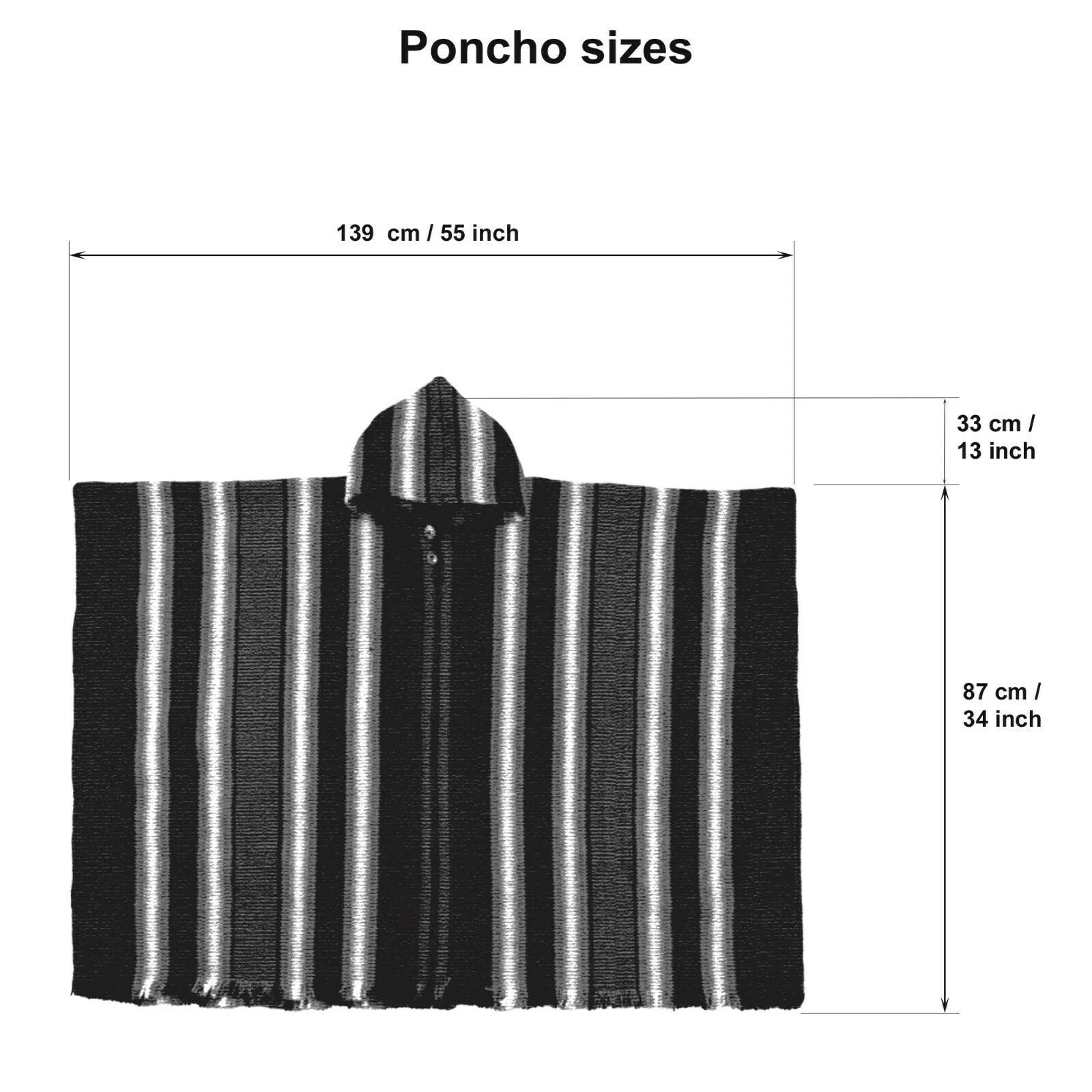 Chinapintza - Llama Wool Unisex South American Handwoven Thick Hooded Poncho - striped - brown