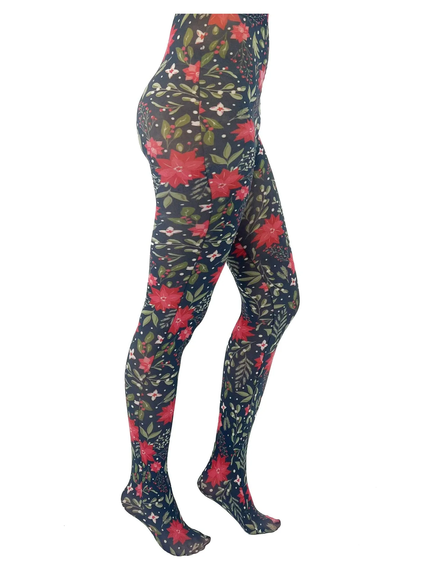 Christmas Floral Print Tights