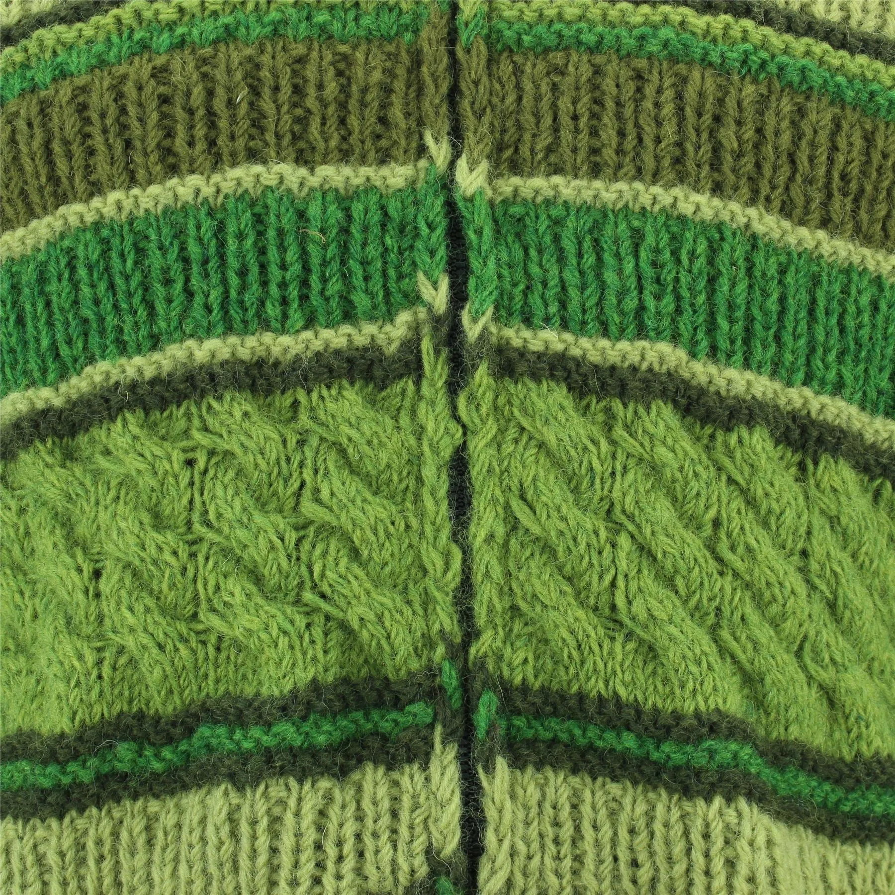 Chunky Wool Multi Knit Hoodie - Green