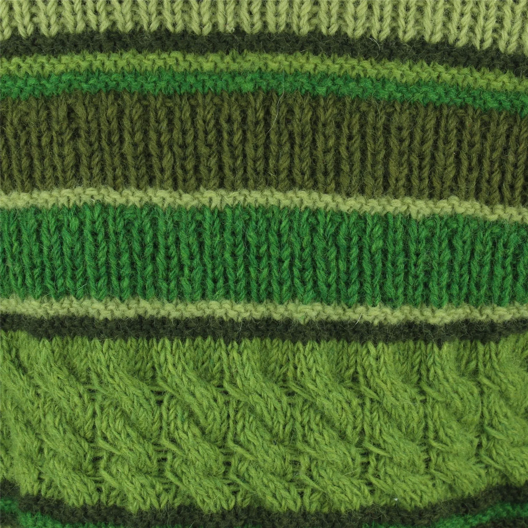 Chunky Wool Multi Knit Hoodie - Green