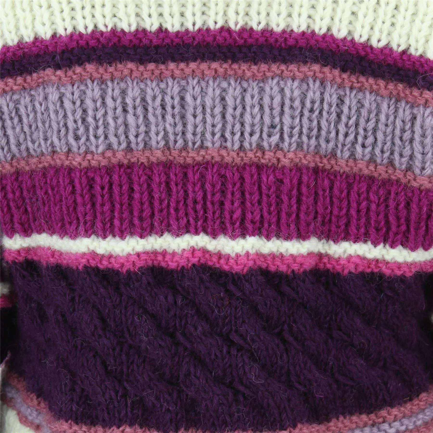 Chunky Wool Multi Knit Hoodie - Pink