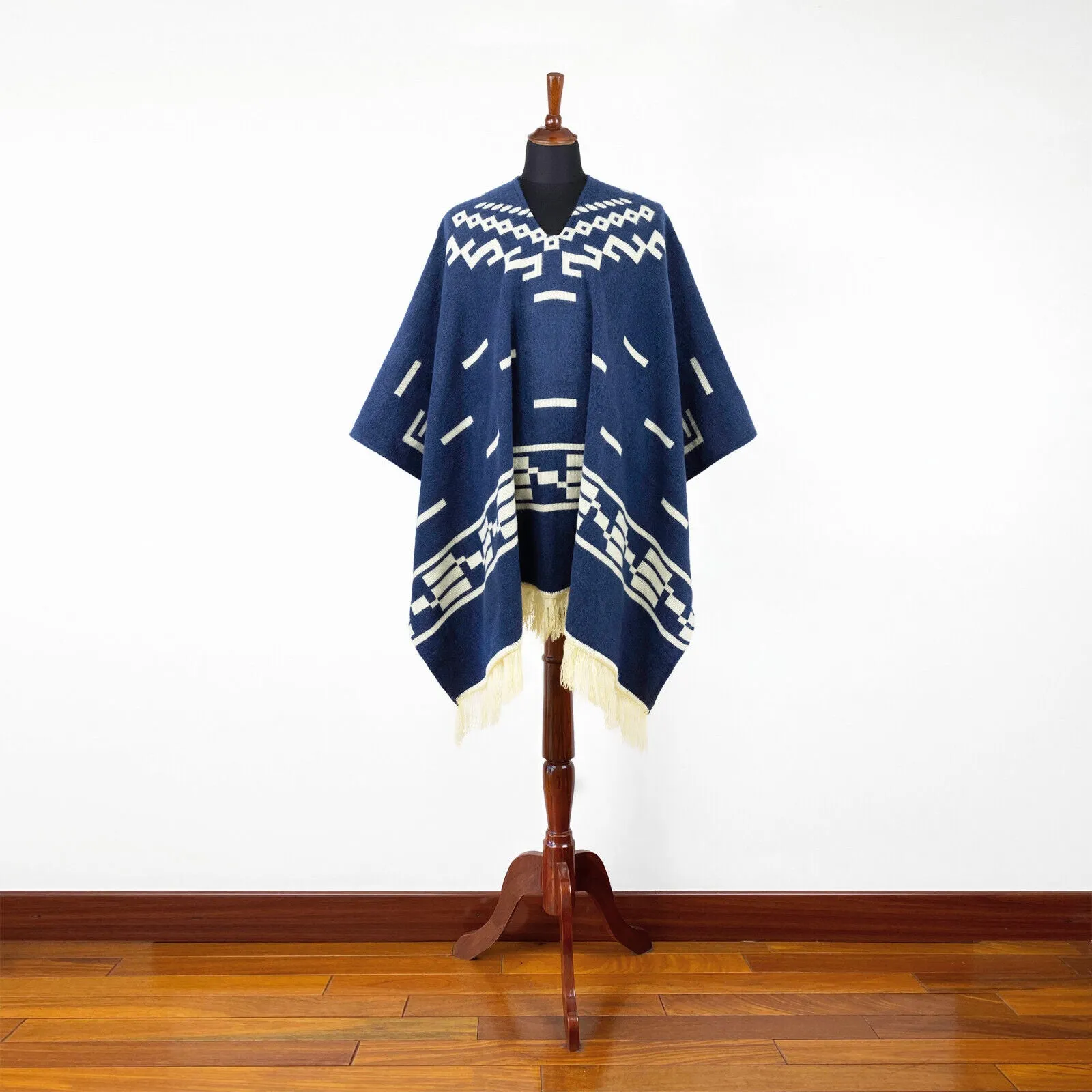 Clint Eastwood Poncho cowboy Serape replica handmade of Alpaca wool Unisex - navy blue