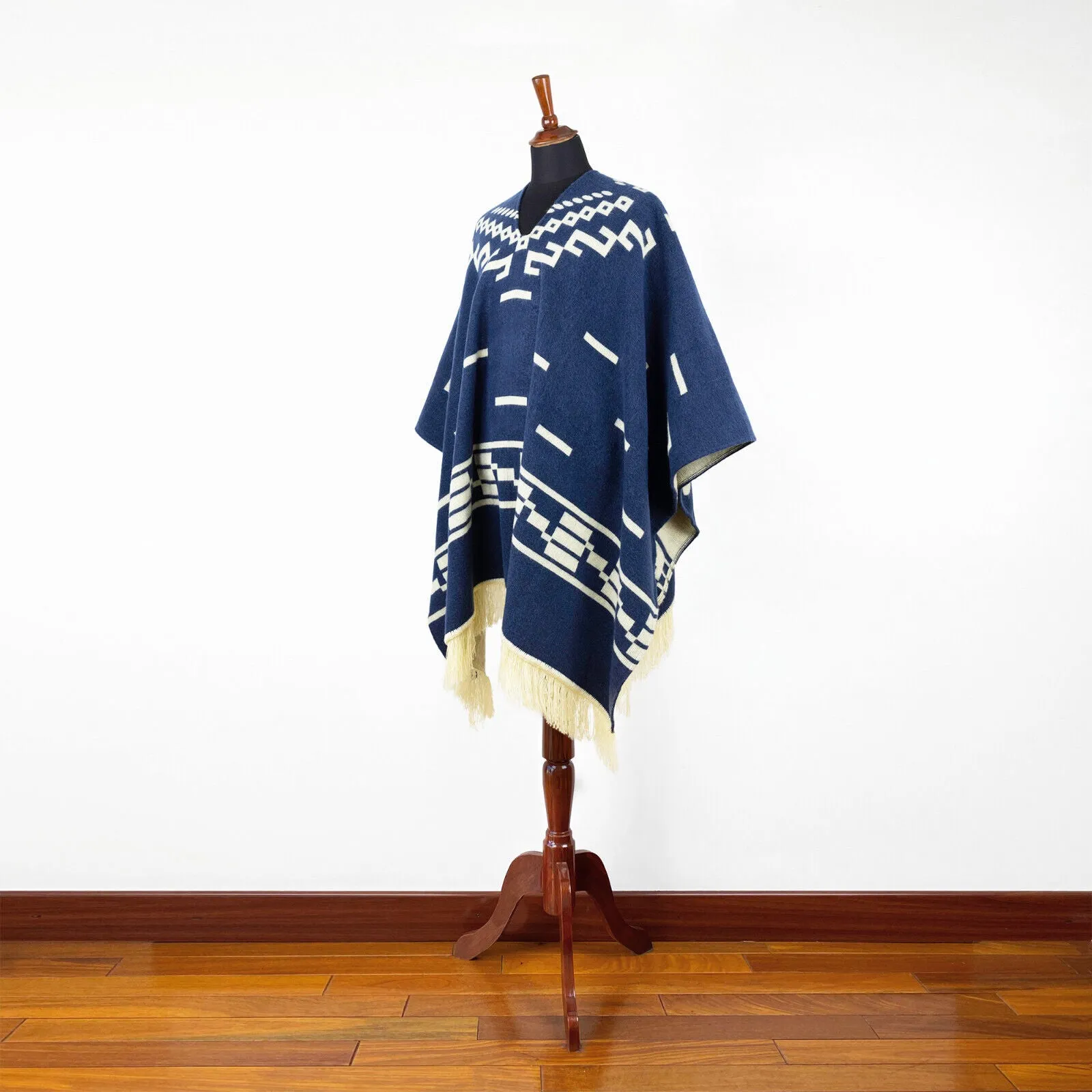 Clint Eastwood Poncho cowboy Serape replica handmade of Alpaca wool Unisex - navy blue