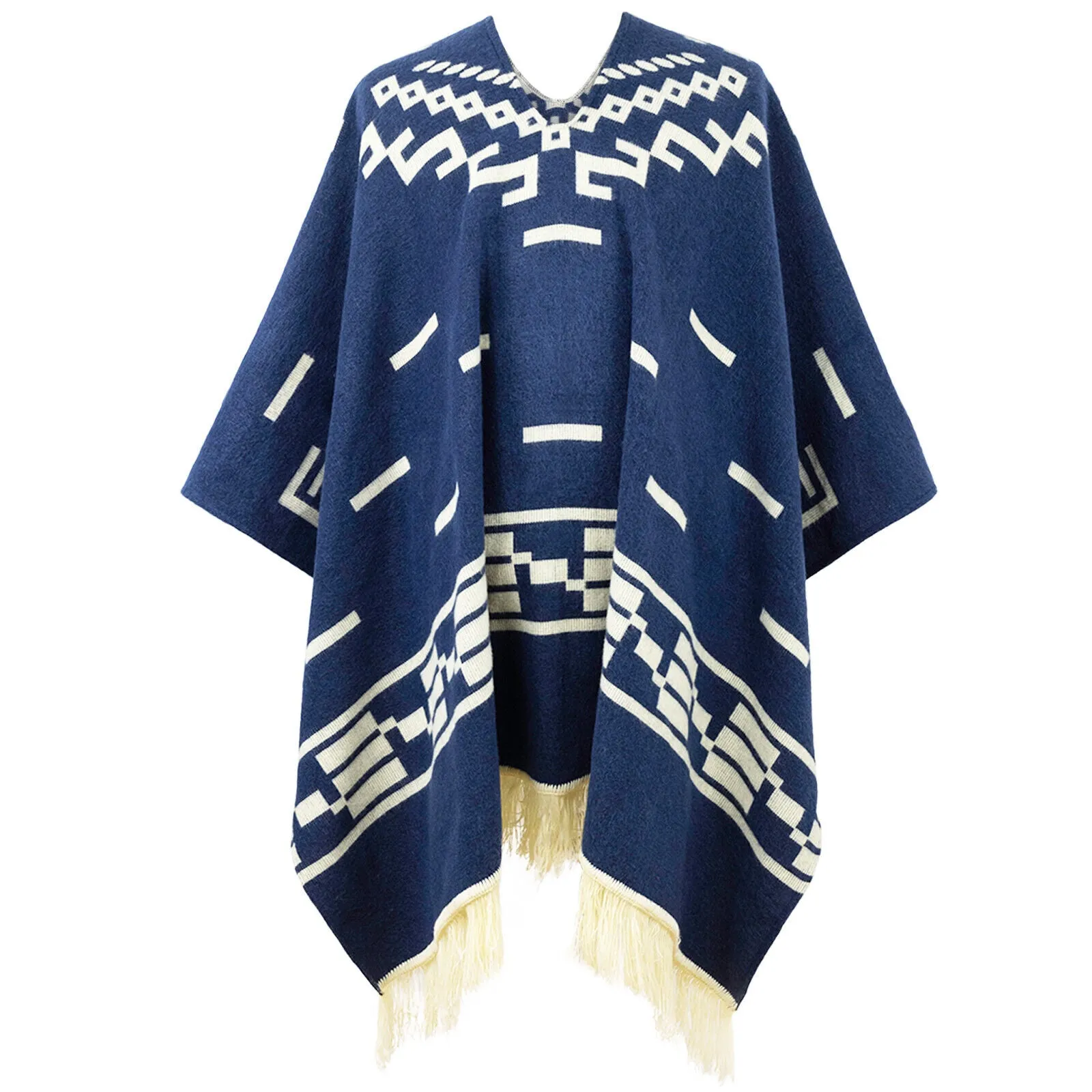 Clint Eastwood Poncho cowboy Serape replica handmade of Alpaca wool Unisex - navy blue