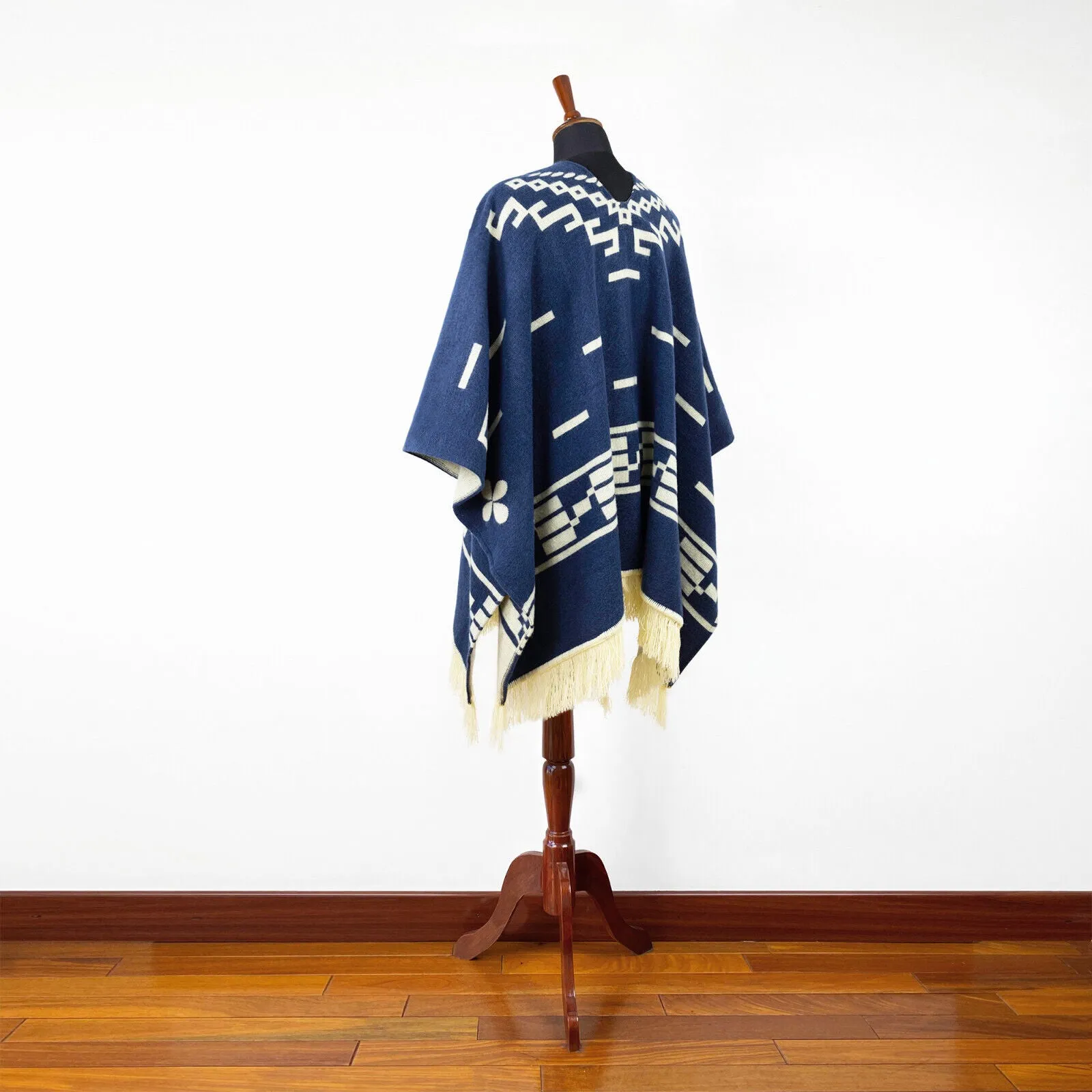 Clint Eastwood Poncho cowboy Serape replica handmade of Alpaca wool Unisex - navy blue