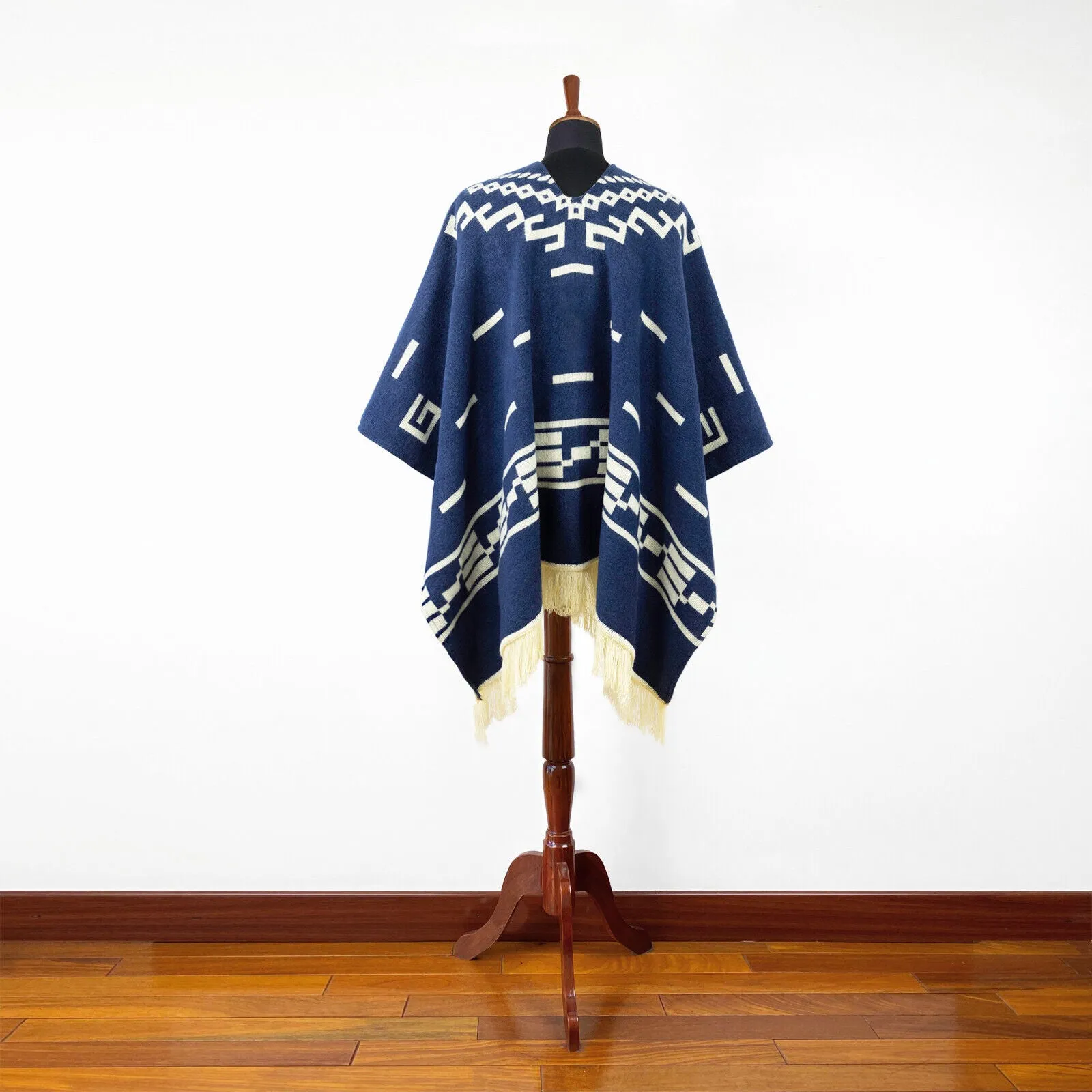 Clint Eastwood Poncho cowboy Serape replica handmade of Alpaca wool Unisex - navy blue