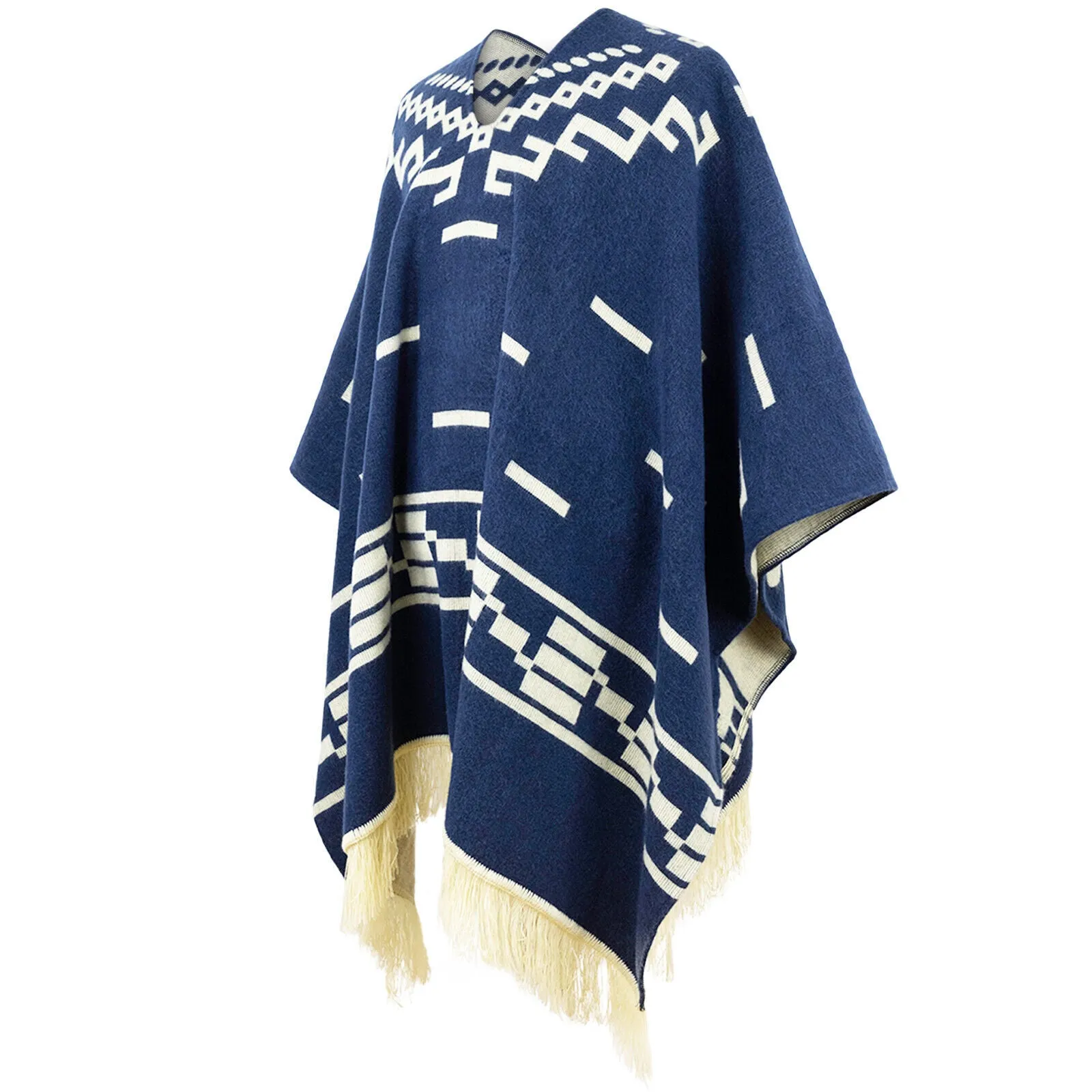 Clint Eastwood Poncho cowboy Serape replica handmade of Alpaca wool Unisex - navy blue