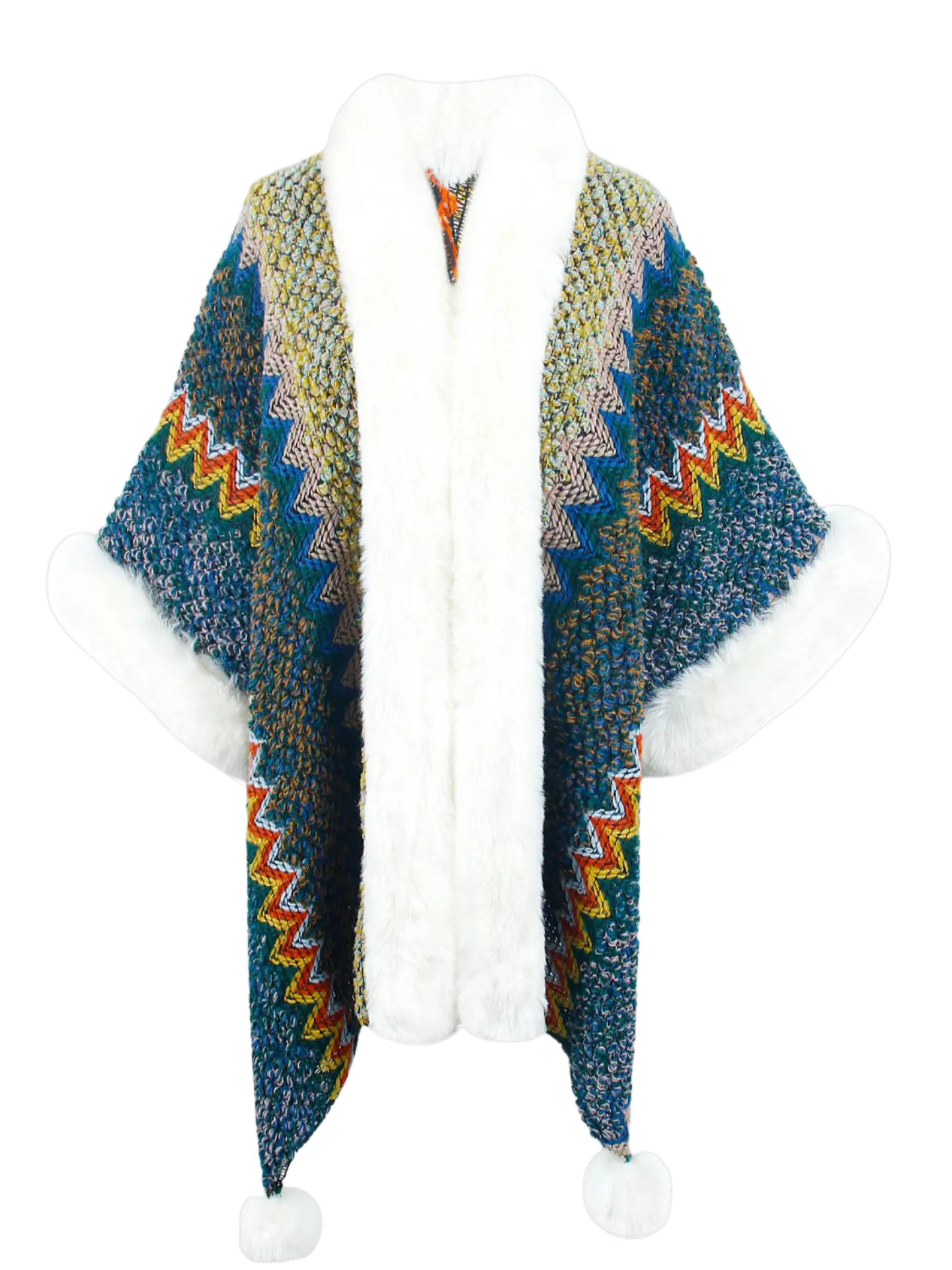 Color Block Open Front Poncho