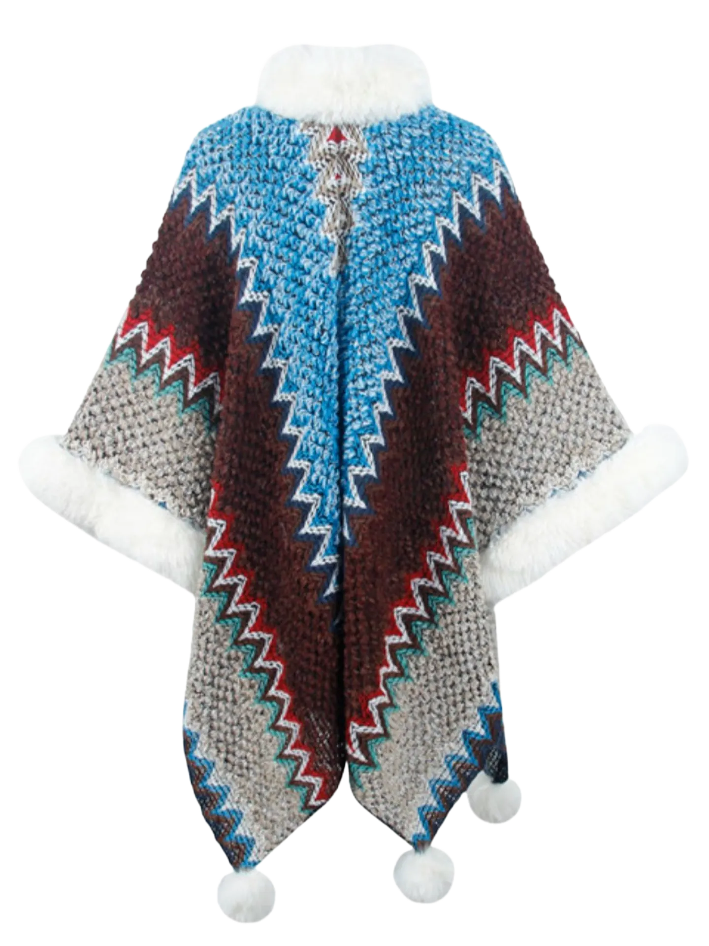 Color Block Open Front Poncho