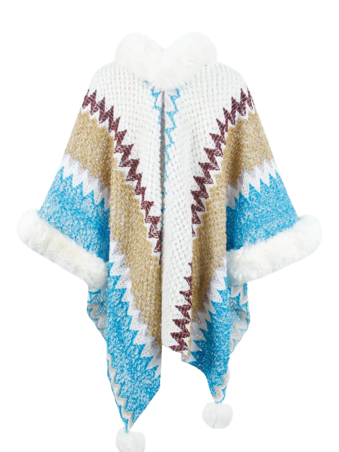 Color Block Open Front Poncho