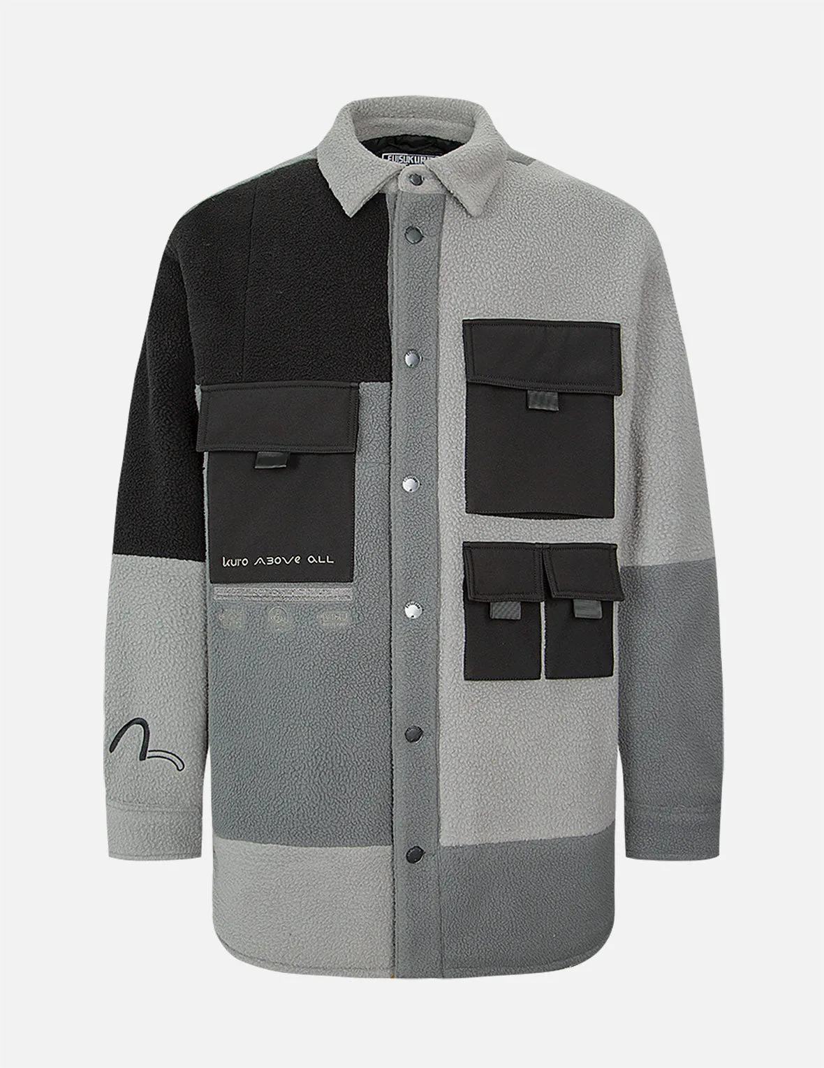 Colorblock Fleece Shirt Jacket