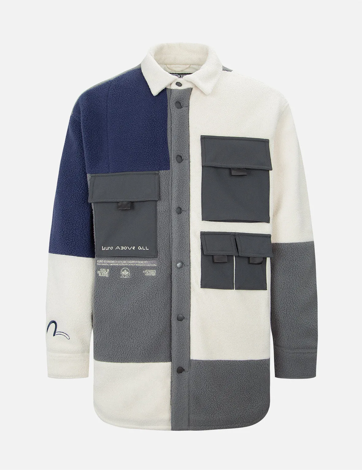 Colorblock Fleece Shirt Jacket