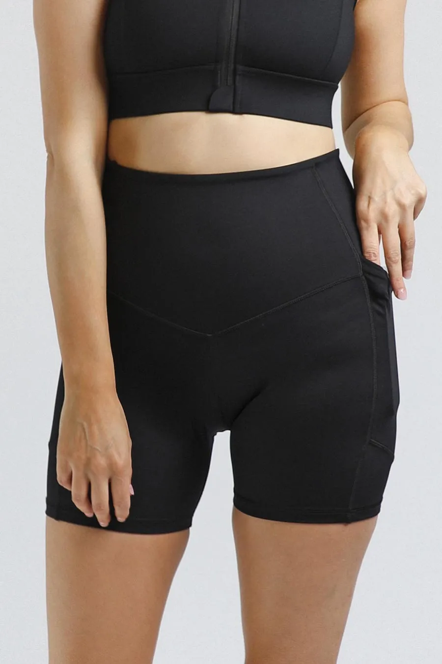 Core Pocket High Waisted 5 inch Bike Short - Black