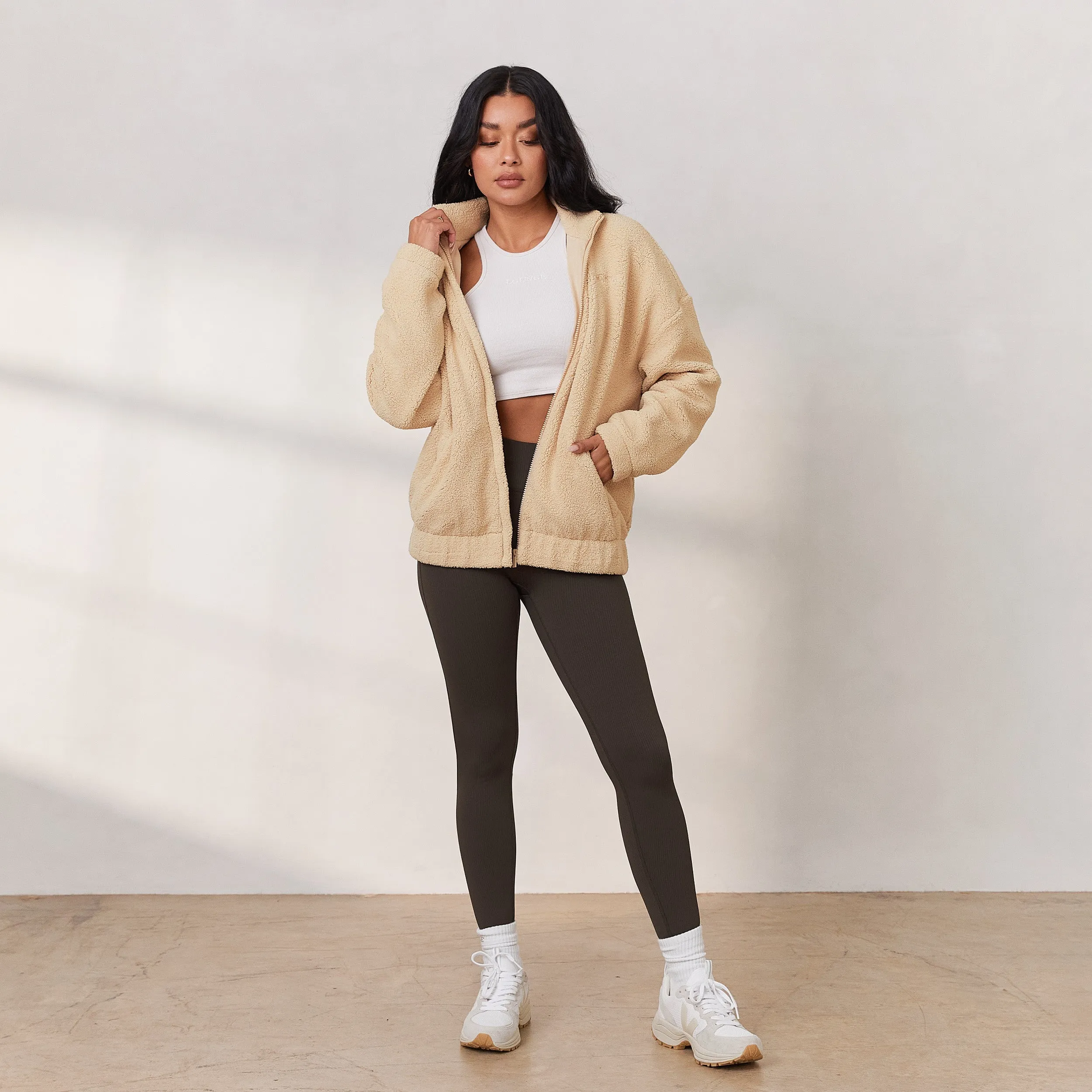 Cosy Zip-Up Fleece Jacket - Cream