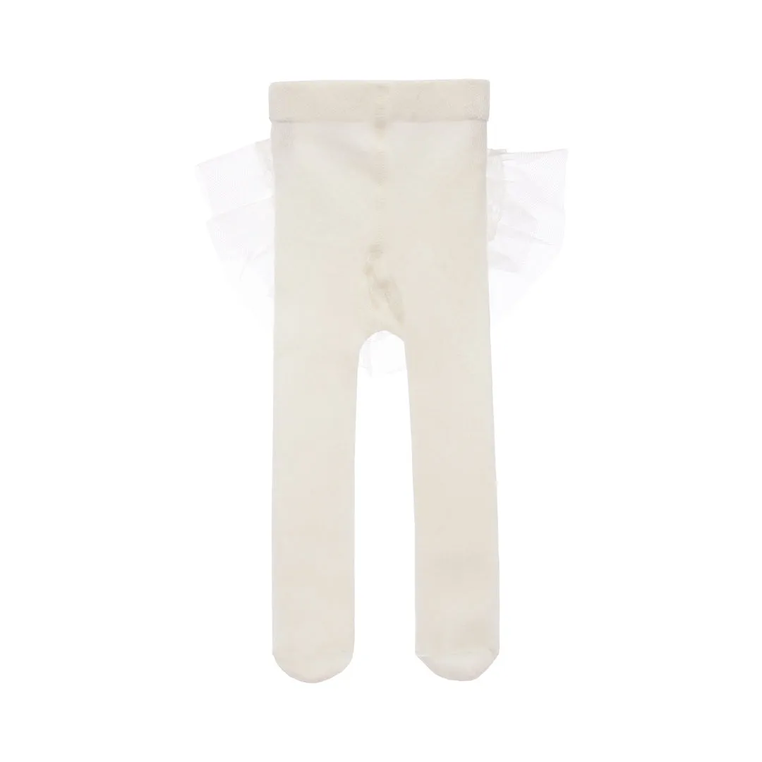 Cream Tulle Ruffle Tights