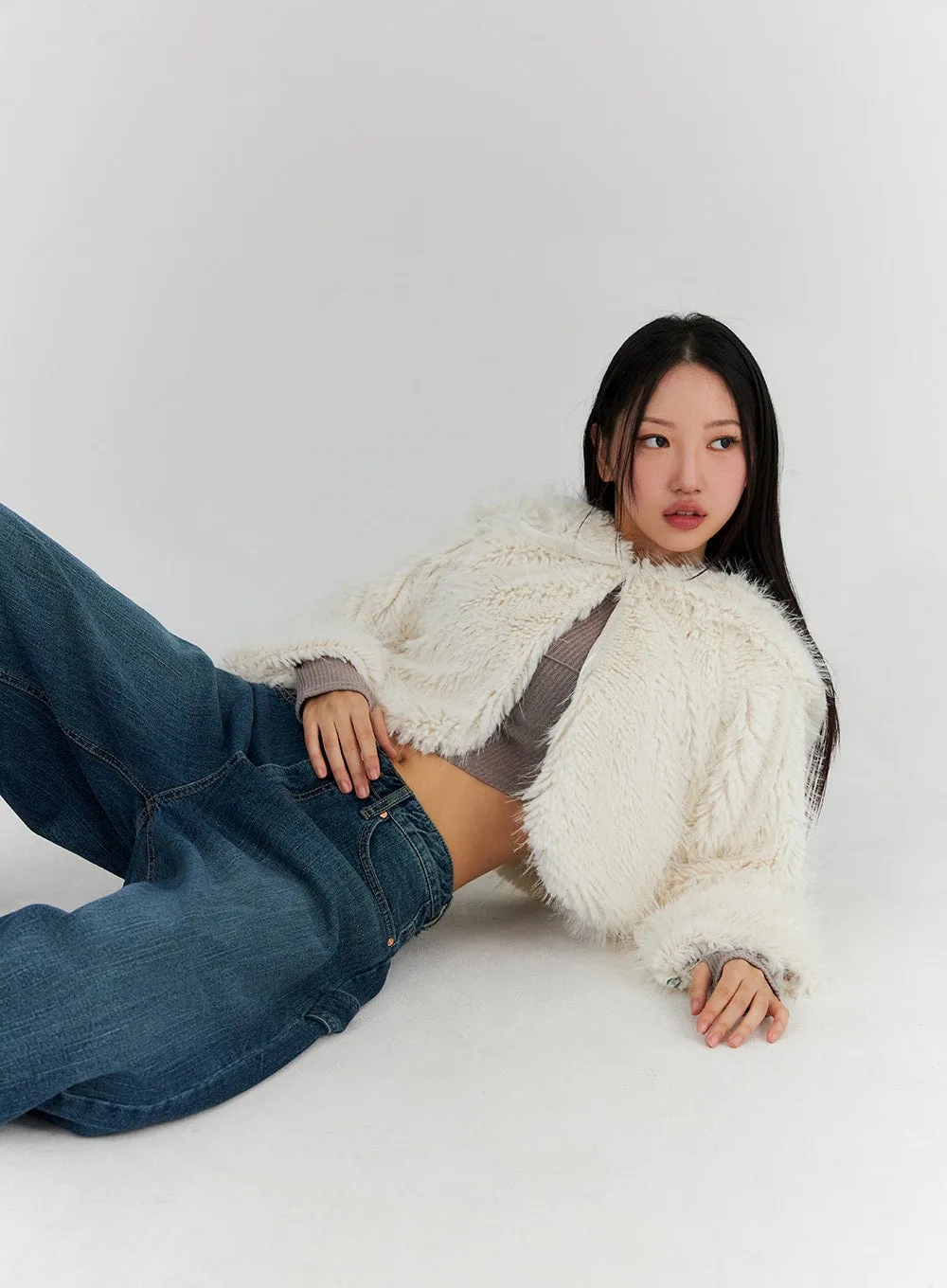 Crop Faux Fur Jacket CN314