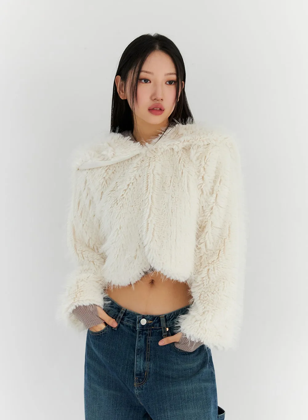 Crop Faux Fur Jacket CN314