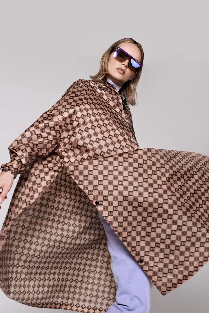 Damier Poncho | Brown | Regnponcho fra Rainkiss