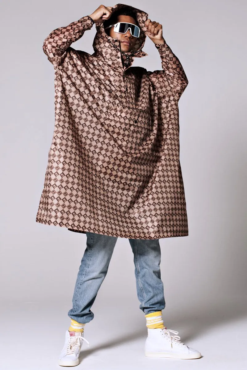 Damier Poncho | Brown | Regnponcho fra Rainkiss