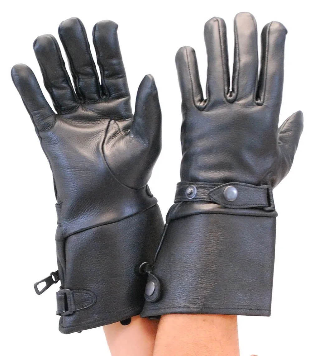 Deerskin Stiff Cuff Gauntlet Gloves with Wrist Strap #G264DEER