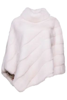 Diagonal Pearl Cross Mink Fur Poncho