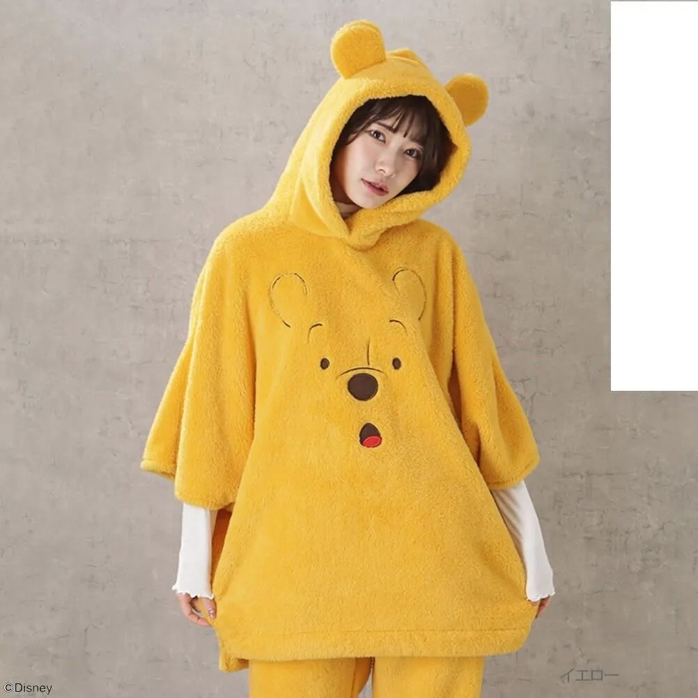 Disney Winnie the Pooh Boa Poncho Fluffy Hoodie w/ Ear Women Japan Cosplay