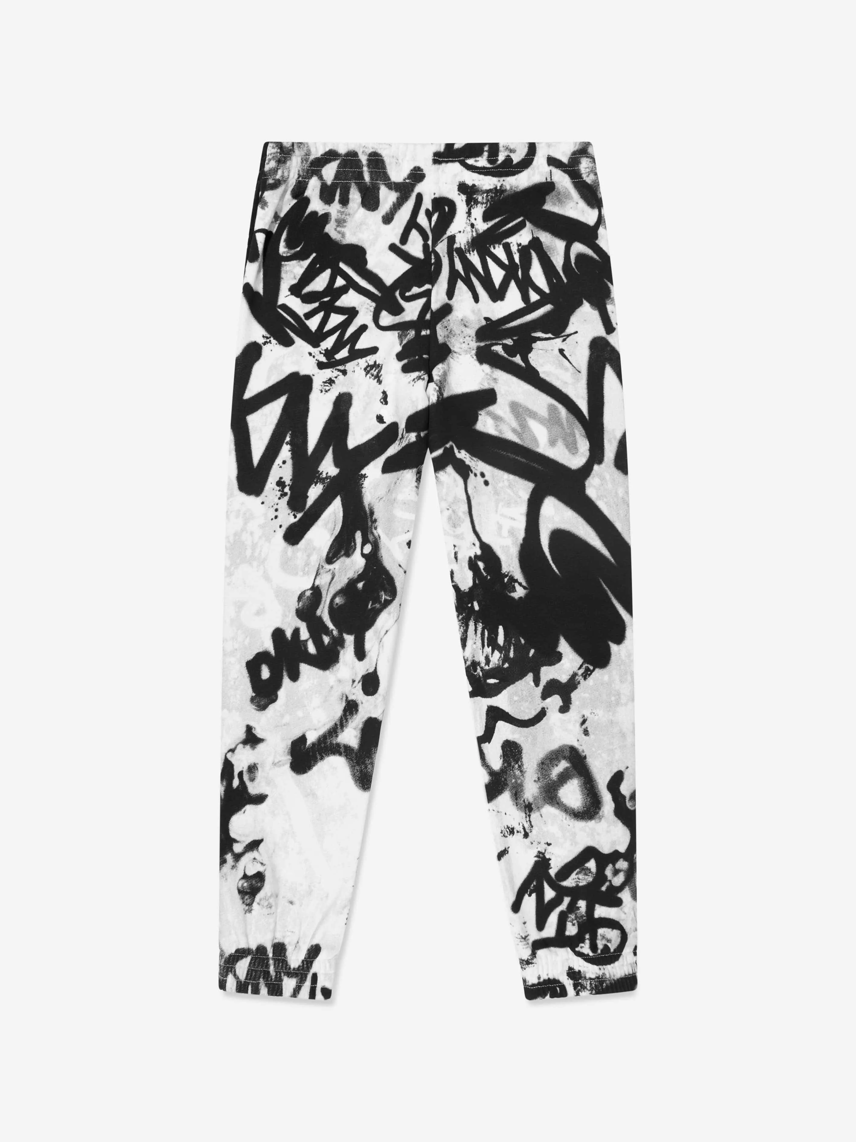 DKNY Boys Graffiti Print Joggers in White