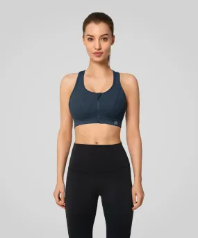 Enfold Zip Front Mesh Racerback Padded Running Bra | Women's High Support Sports Bra