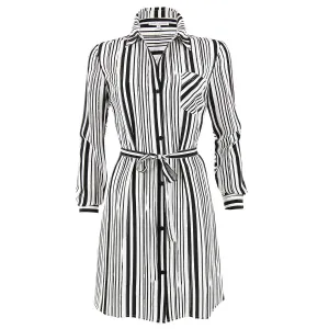 Frankie Shirt Dress in Black & White Stripes