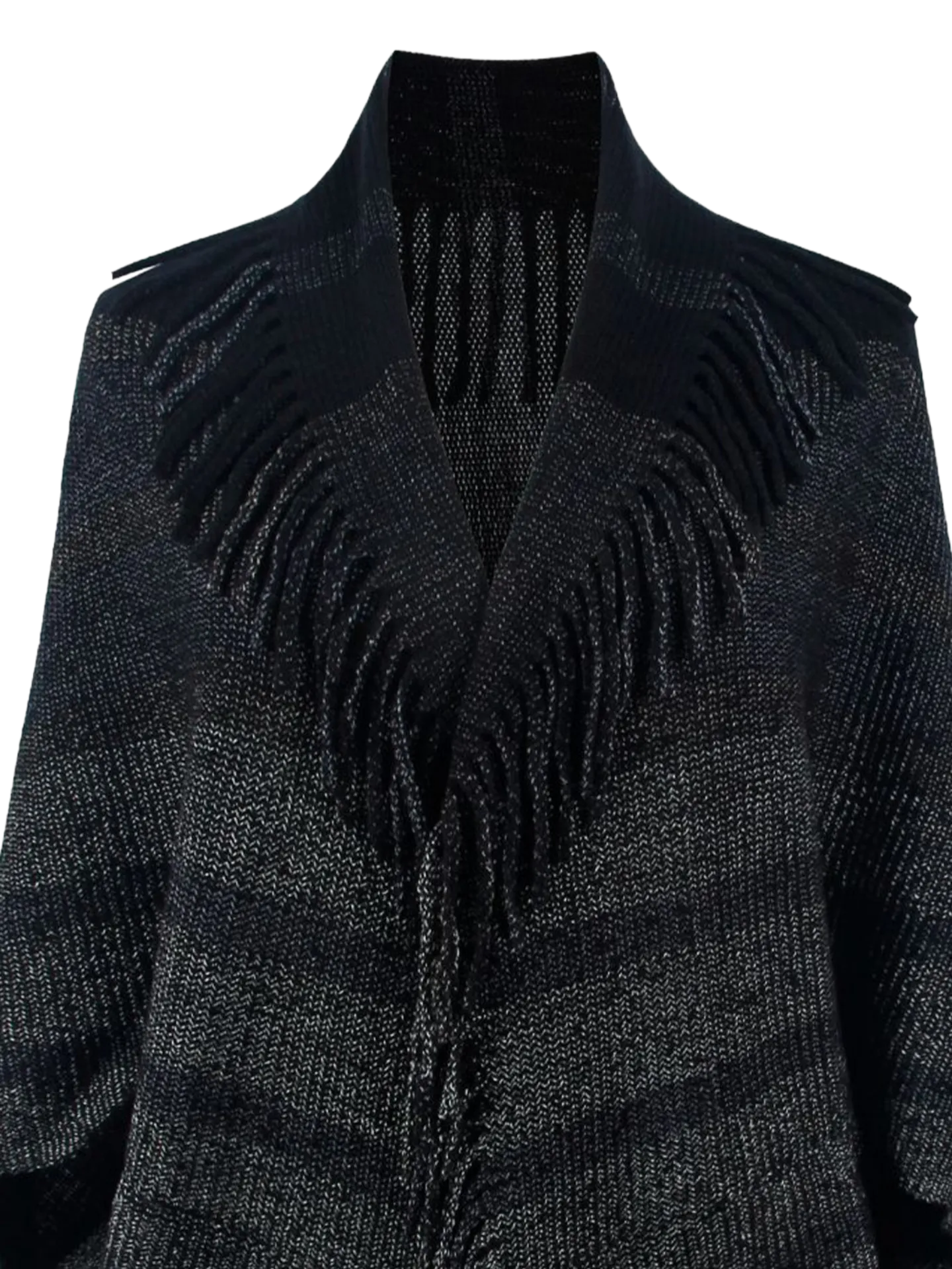 Fringe Detail Open Front Poncho