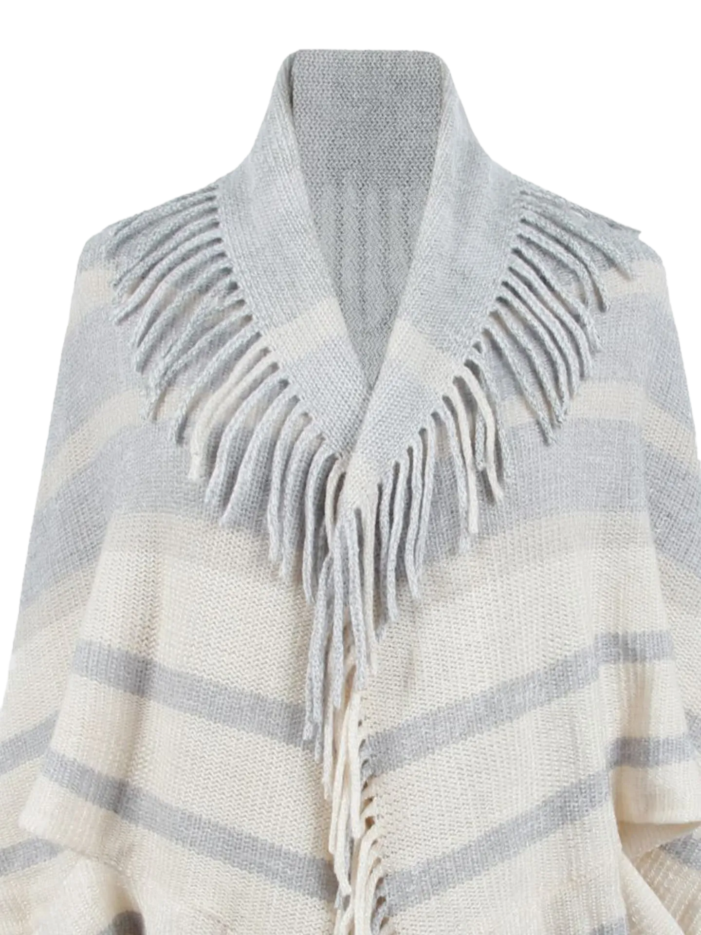 Fringe Detail Open Front Poncho