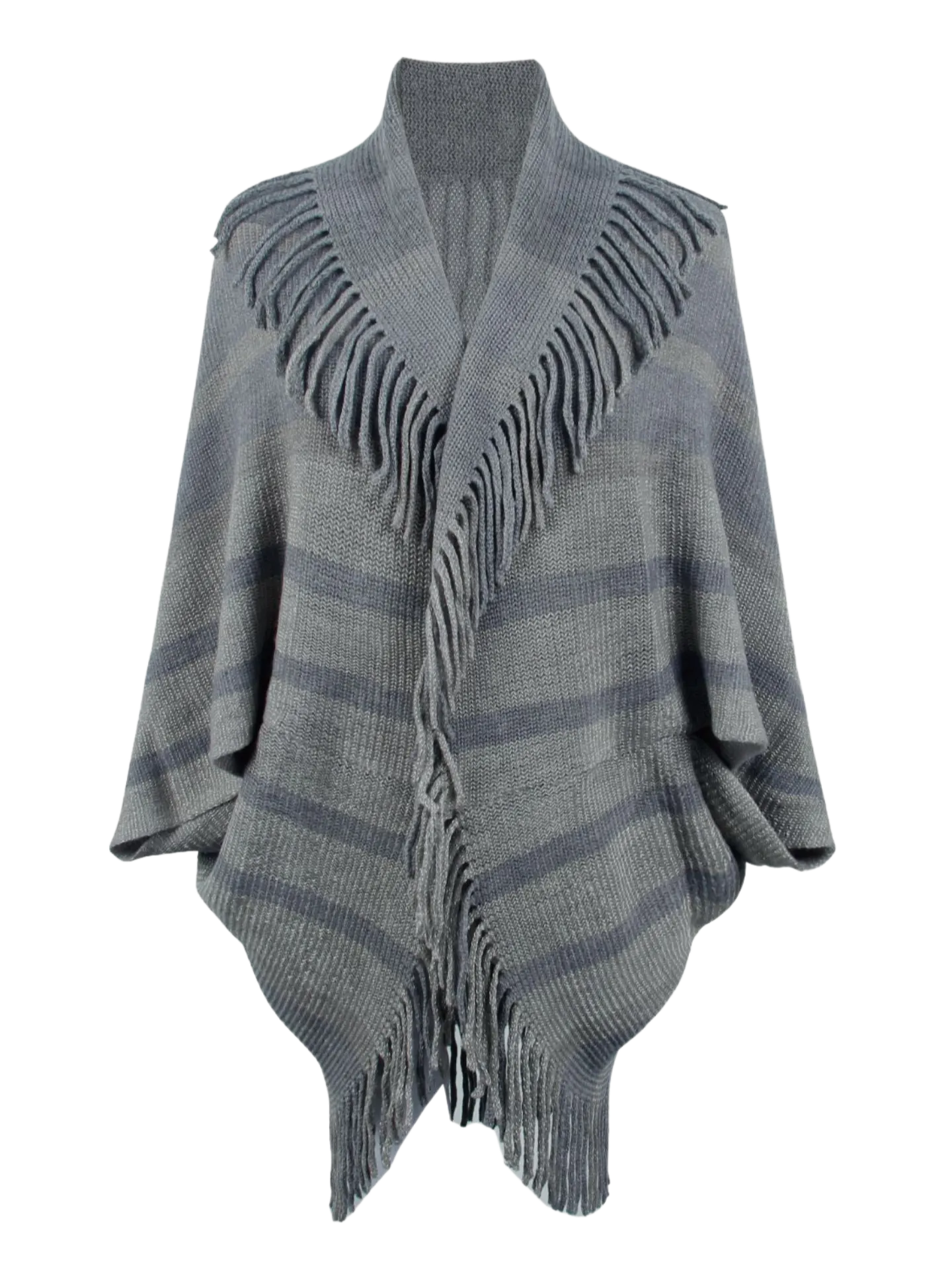 Fringe Detail Open Front Poncho