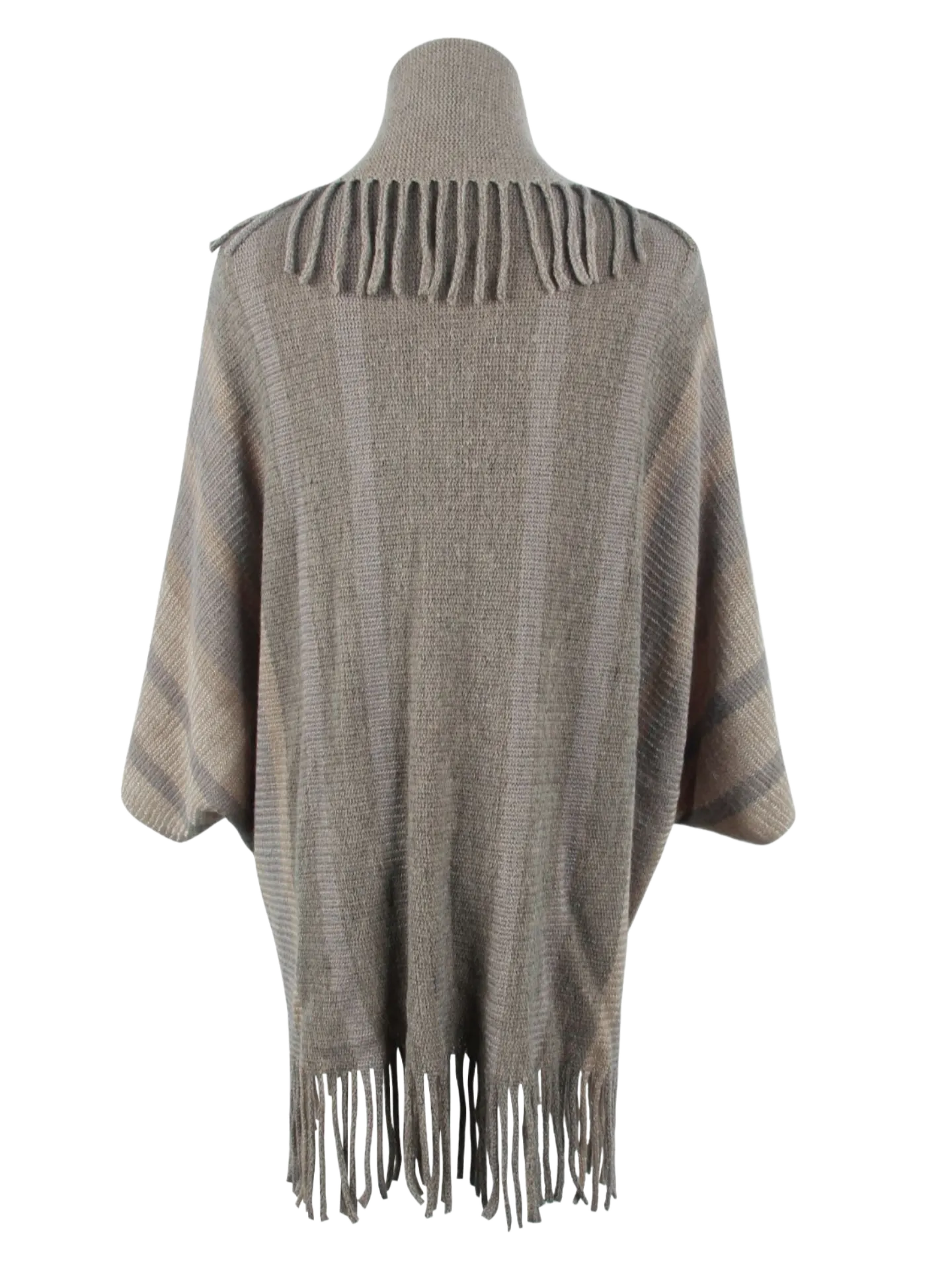 Fringe Detail Open Front Poncho