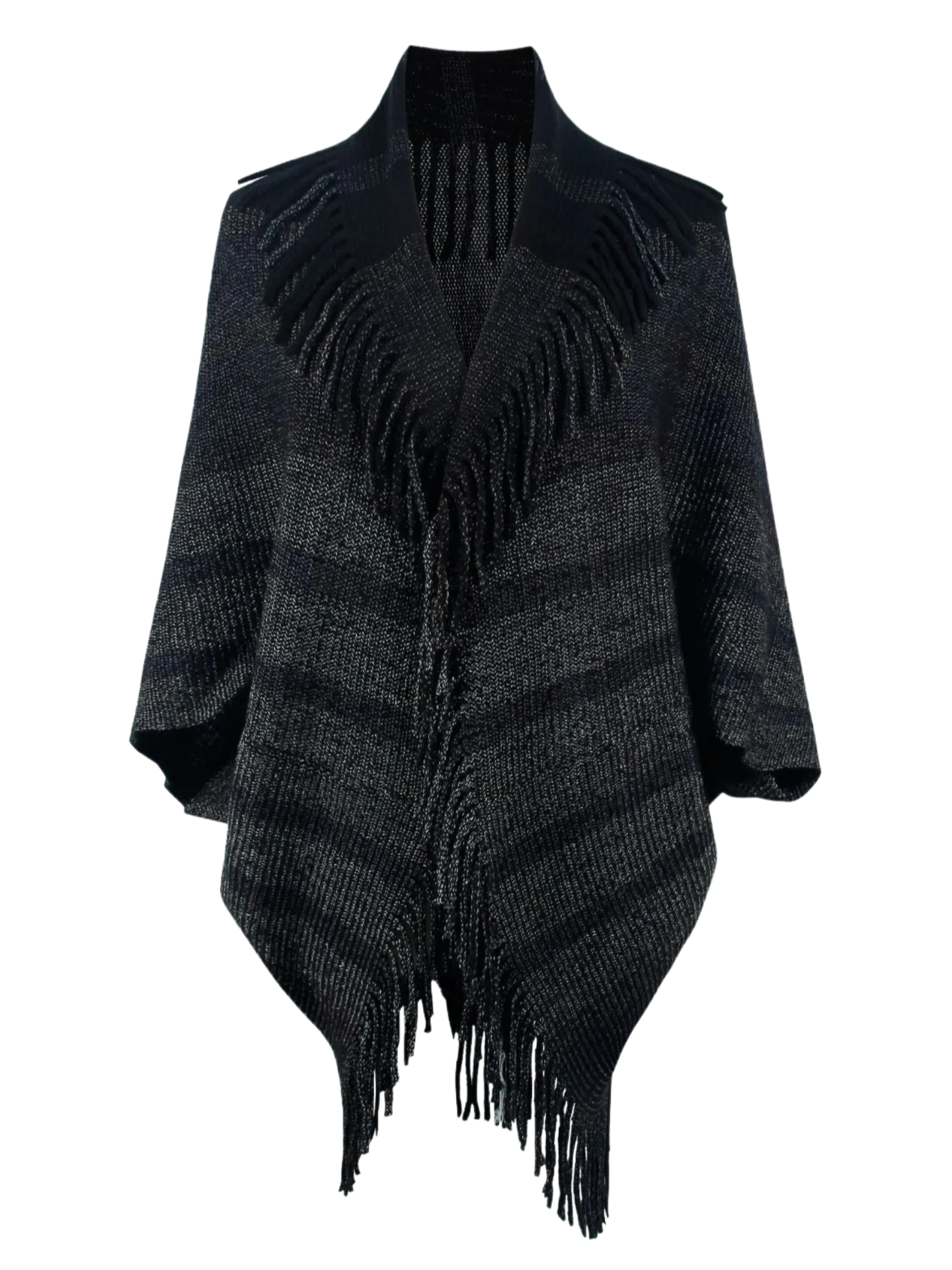 Fringe Detail Open Front Poncho