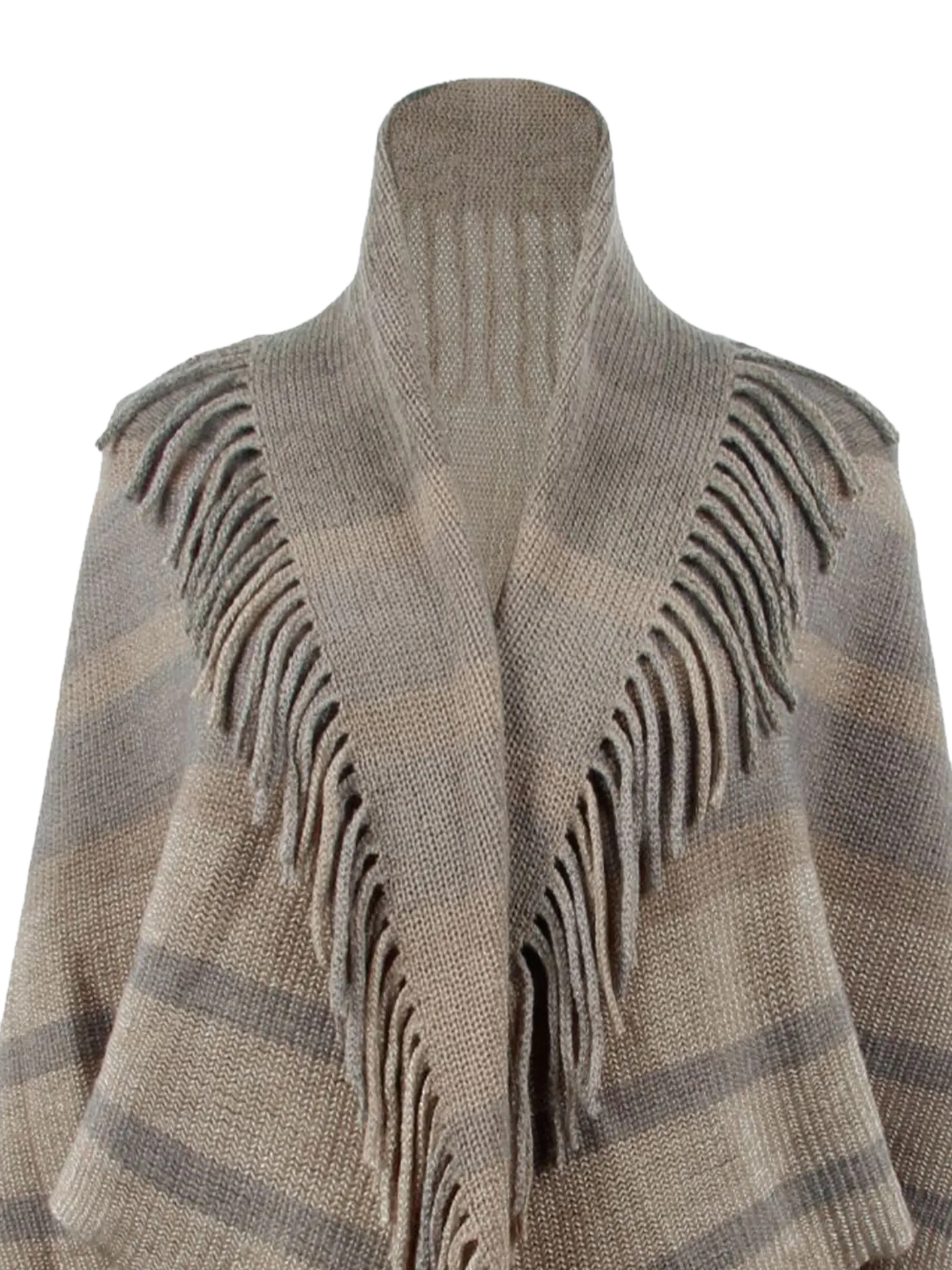 Fringe Detail Open Front Poncho