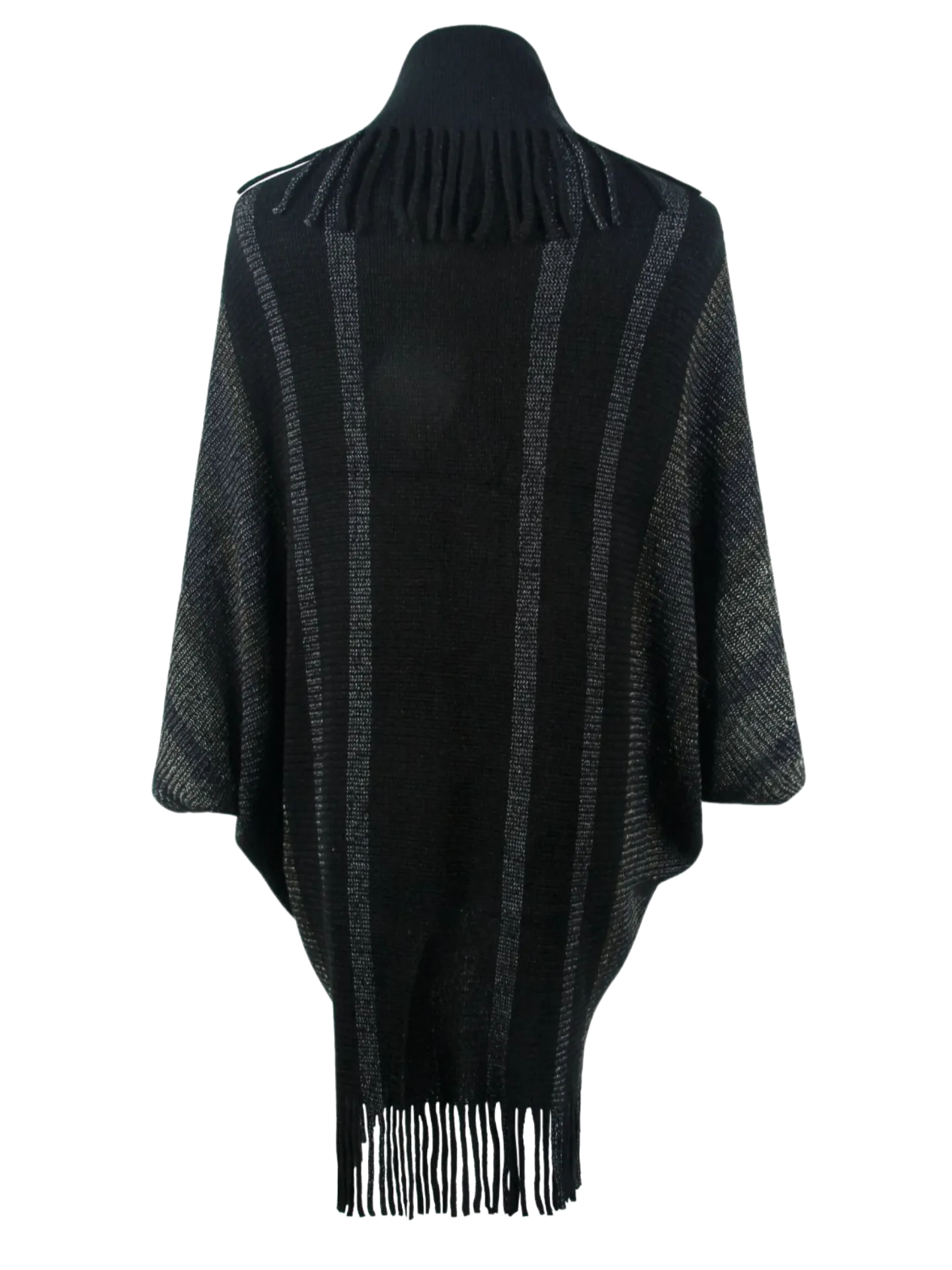 Fringe Detail Open Front Poncho