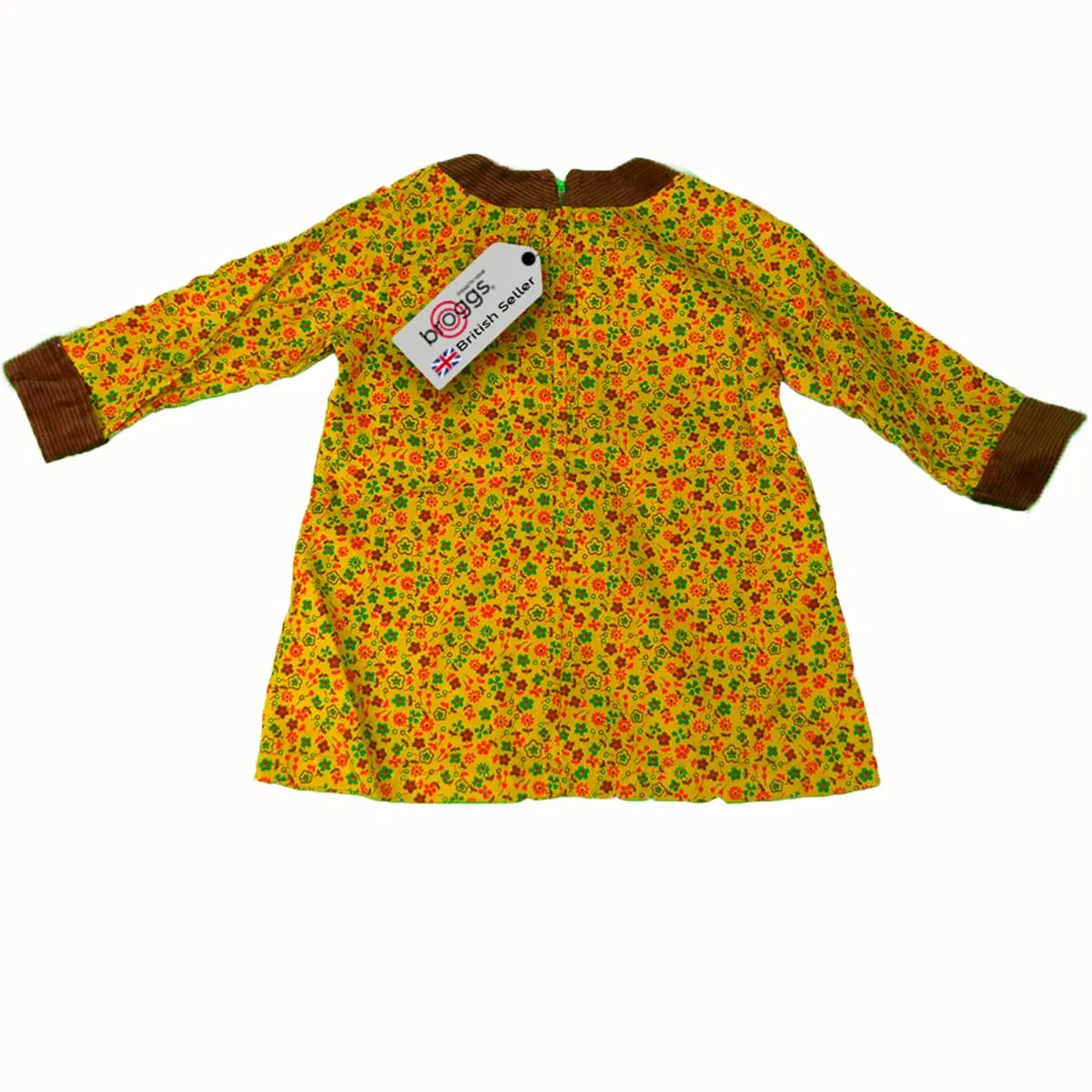 Girls Cord Dress | Printed Fabric | Two Colours | Pink | Yellow | Age 3-6 Years