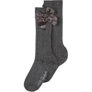 Girls Grey Bow Socks