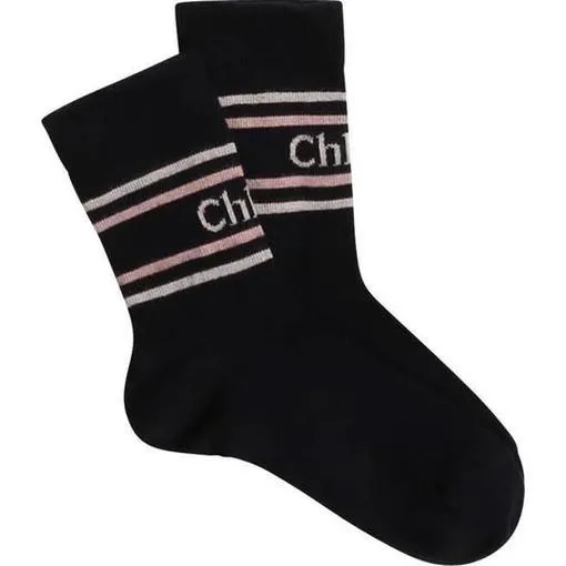 Girls Navy Logo Socks