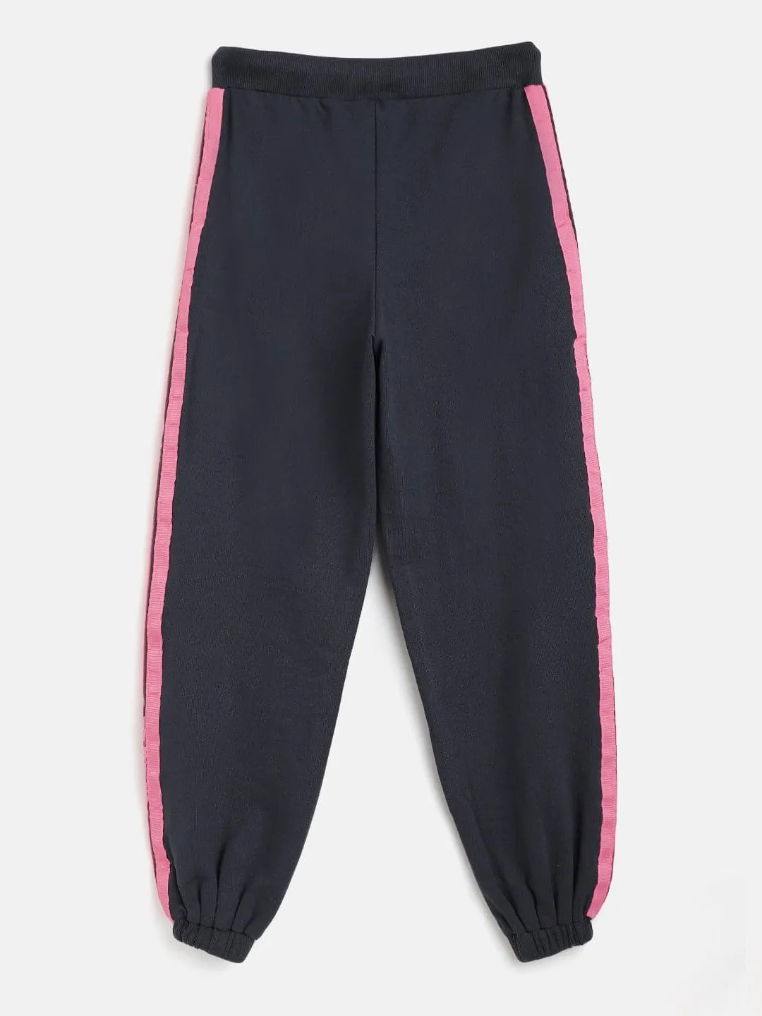 Girls Navy Terry Side Tape Joggers - Lyush Kids