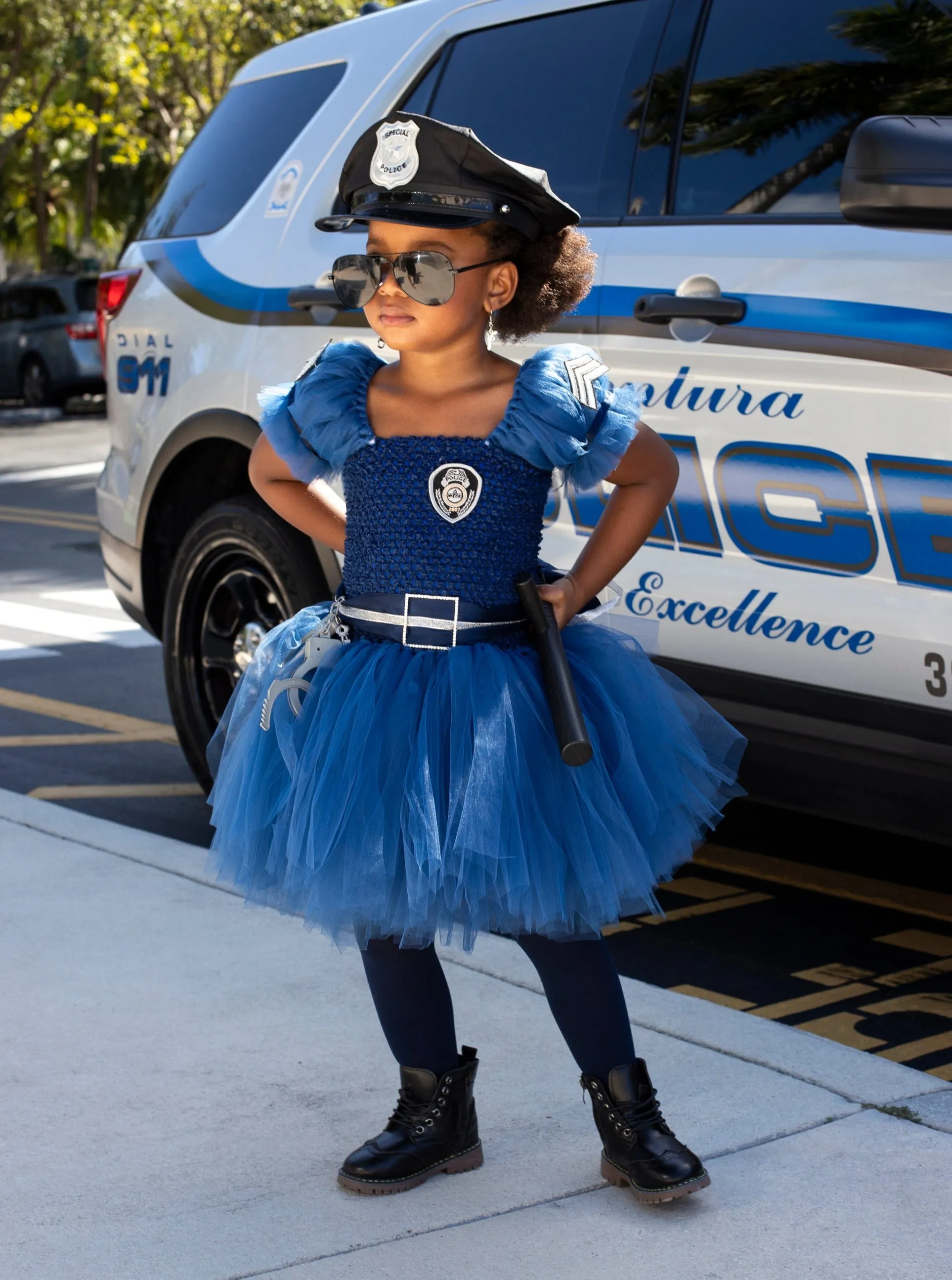 Girls Police Officer Inspired Costume Dress